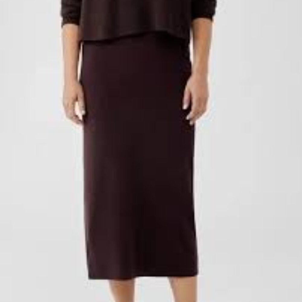 NWT Eileen Fisher Cassis Extra Fine Merino Wool F/L Pencil Skirt